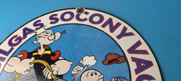 Vintage Mobil Gasoline Sign Popeye Comic Mobilgas Socony GasPorcelain Sign 305752169976 7