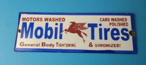 Vintage Mobil Porcelain Sign Car Wash Porcelain Pegasus Pump Tires Sign 305852952436