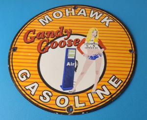 Vintage Mohawk Gasoline Sign Goose Air Pump Gas Oil Porcelain Service Sign 305856473176