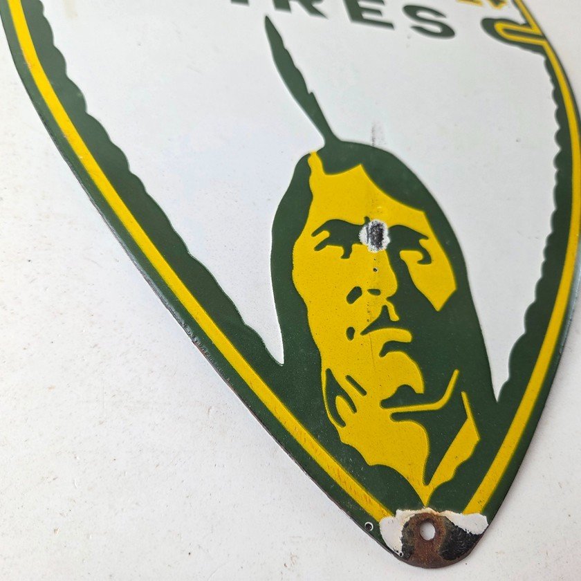 Vintage Mohawk Tires Sign - Porcelain Service Mechanic Shop Gas Oil Pump Sign - Image 11