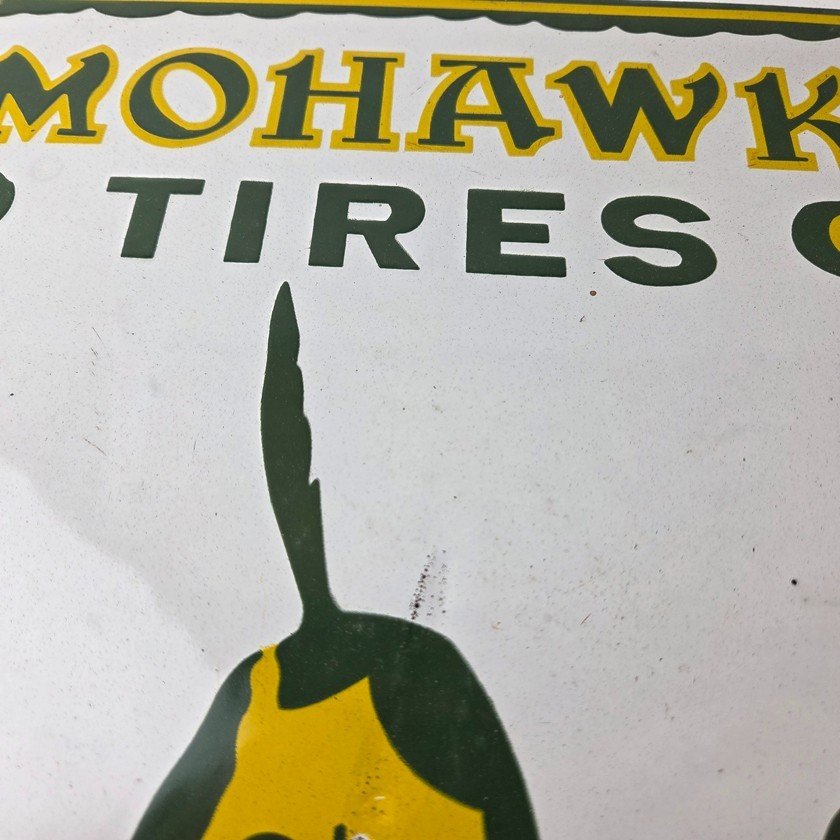 Vintage Mohawk Tires Sign - Porcelain Service Mechanic Shop Gas Oil Pump Sign - Image 4