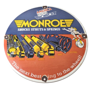 Vintage Monroe Struts Springs Sign - USA Parts Service Gas Pump Porcelain Sign
