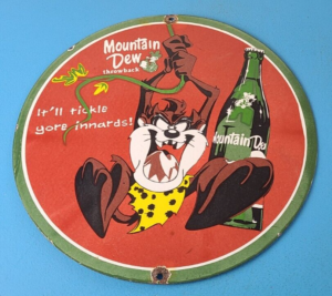 Vintage Mountain Dew Sign Porcelain Gas Service Station Pump Soda Bottle Sign 305870520286