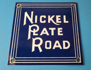 Vintage Nickel Plate Road Railroad Sign Trains Railway Porcelain Gas Pump Sign 305869918396