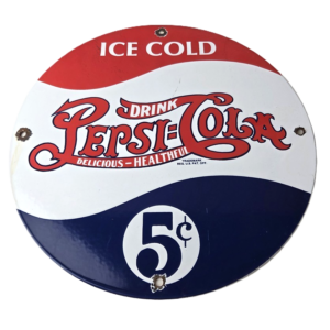 Vintage Pepsi Porcelain Sign - Beverage Drink Cola Gas Service Sign