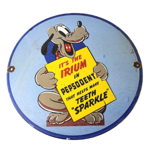 Vintage Pepsodent Sign - Pluto Teeth Store Display Gas Pump Advertising Sign