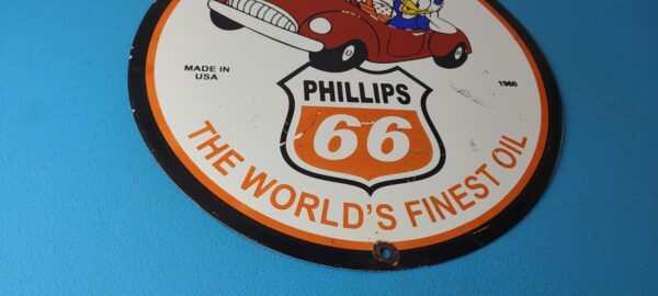 Vintage Phillips 66 Gasoline Sign Porcelain Gas Pump Service Station Sign 305716538306 6