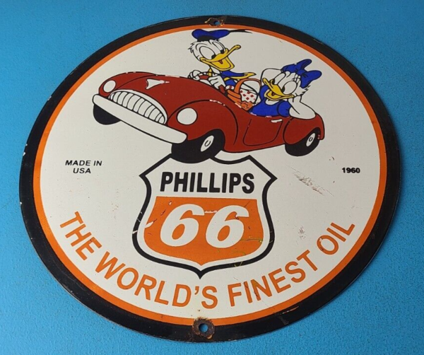 Vintage Phillips 66 Gasoline Sign Porcelain Gas Pump Service Station Sign 305716538306