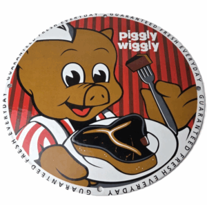Vintage Piggly Wiggly Sign - Grocery Store Gas Pump Porcelain Service Sign