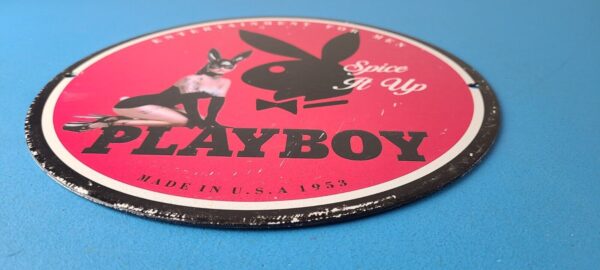 Vintage Playboy Sign Bunny Poker Dealer Gas Porcelain Sign 305718483076 10