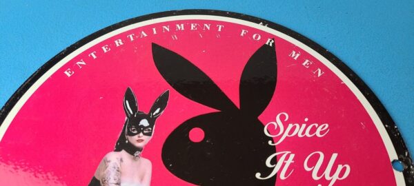 Vintage Playboy Sign Bunny Poker Dealer Gas Porcelain Sign 305718483076 12