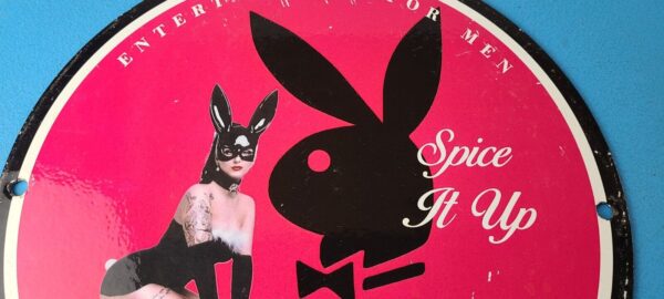 Vintage Playboy Sign Bunny Poker Dealer Gas Porcelain Sign 305718483076 2