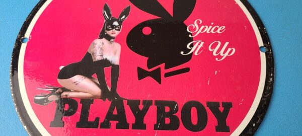 Vintage Playboy Sign Bunny Poker Dealer Gas Porcelain Sign 305718483076 3