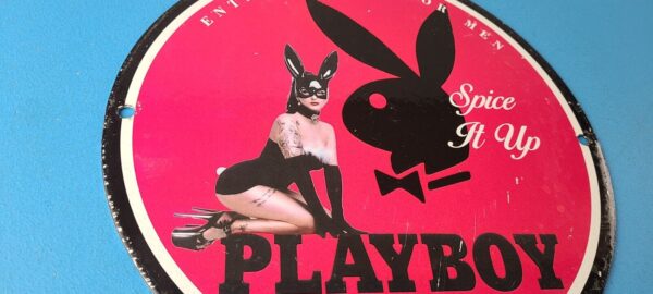 Vintage Playboy Sign Bunny Poker Dealer Gas Porcelain Sign 305718483076 5