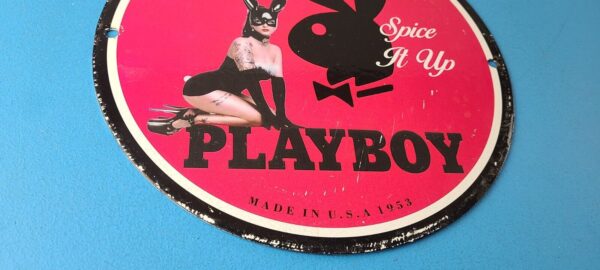 Vintage Playboy Sign Bunny Poker Dealer Gas Porcelain Sign 305718483076 6