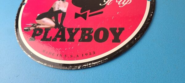 Vintage Playboy Sign Bunny Poker Dealer Gas Porcelain Sign 305718483076 9