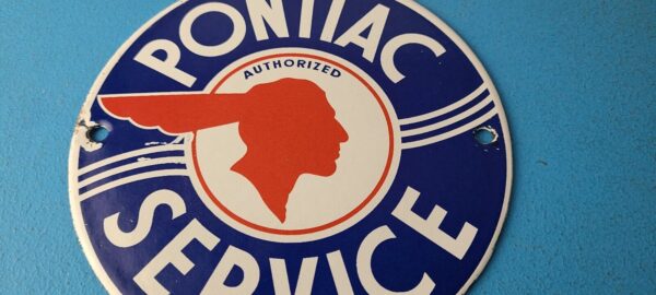 Vintage Pontiac Automobiles Sign Automobilia Porcelain Gas Pump Sign 305755504956 3