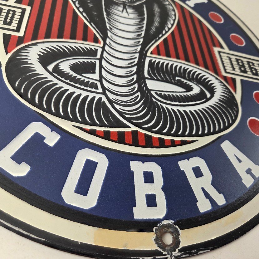 Vintage Porcelain Shelby Sign - Cobra Snake GT 500 Gas Pump Automotive Sign - Image 11