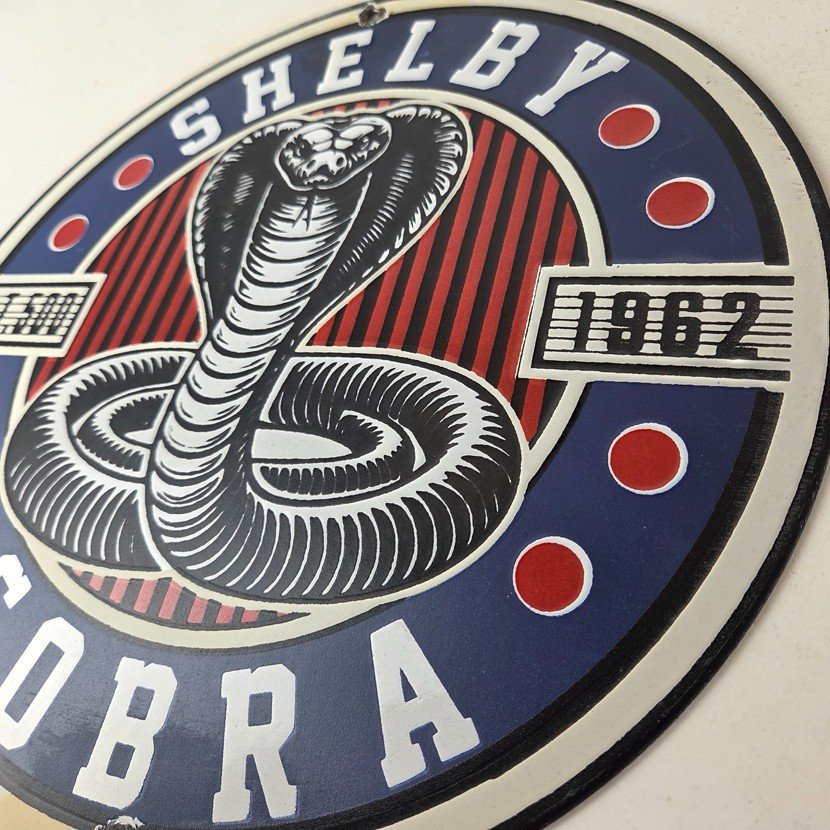 Vintage Porcelain Shelby Sign - Cobra Snake GT 500 Gas Pump Automotive Sign - Image 13