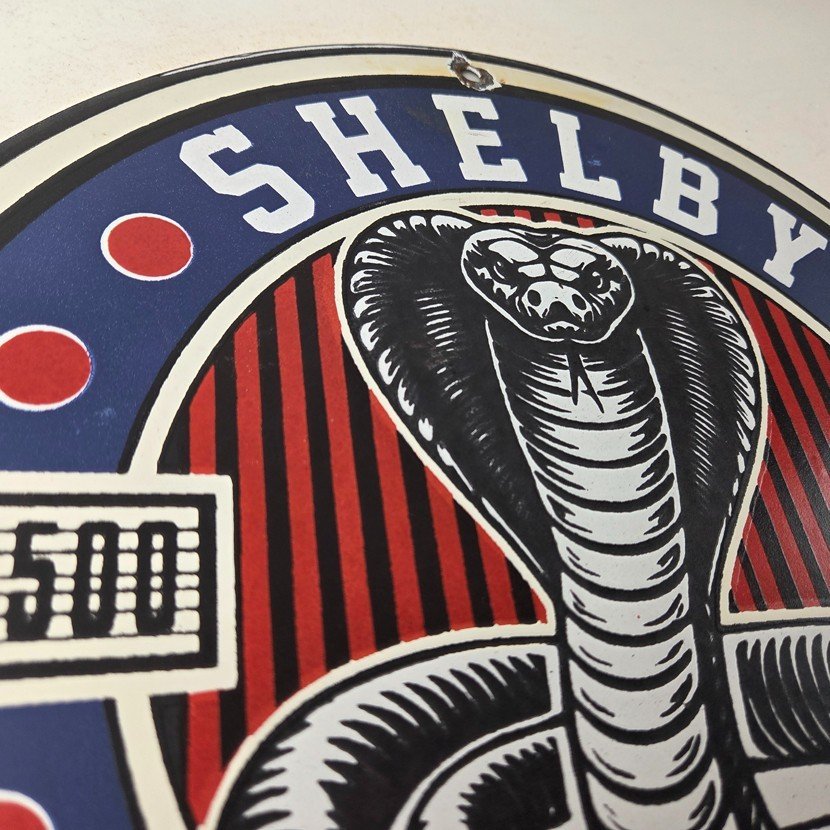 Vintage Porcelain Shelby Sign - Cobra Snake GT 500 Gas Pump Automotive Sign - Image 5