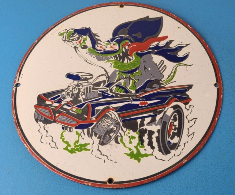 Vintage Rat Fink Porcelain Sign Batman Gas Pump Plate Service Stations Sign 306047881036