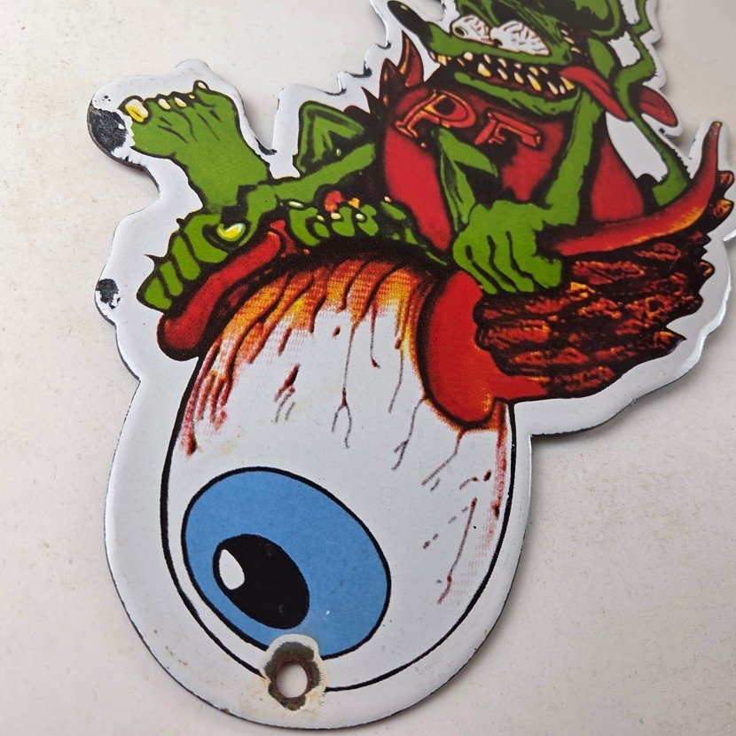 Vintage Rat Fink Porcelain Sign - Von Dutch Eyeball Gas Service Pump Sign - Image 11