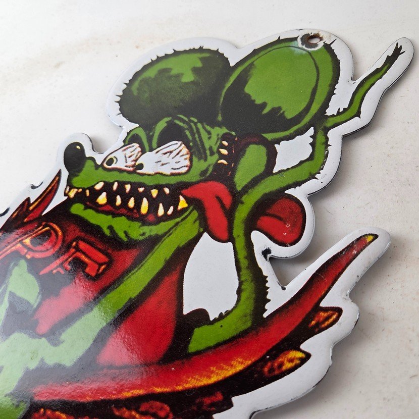 Vintage Rat Fink Porcelain Sign - Von Dutch Eyeball Gas Service Pump Sign - Image 12