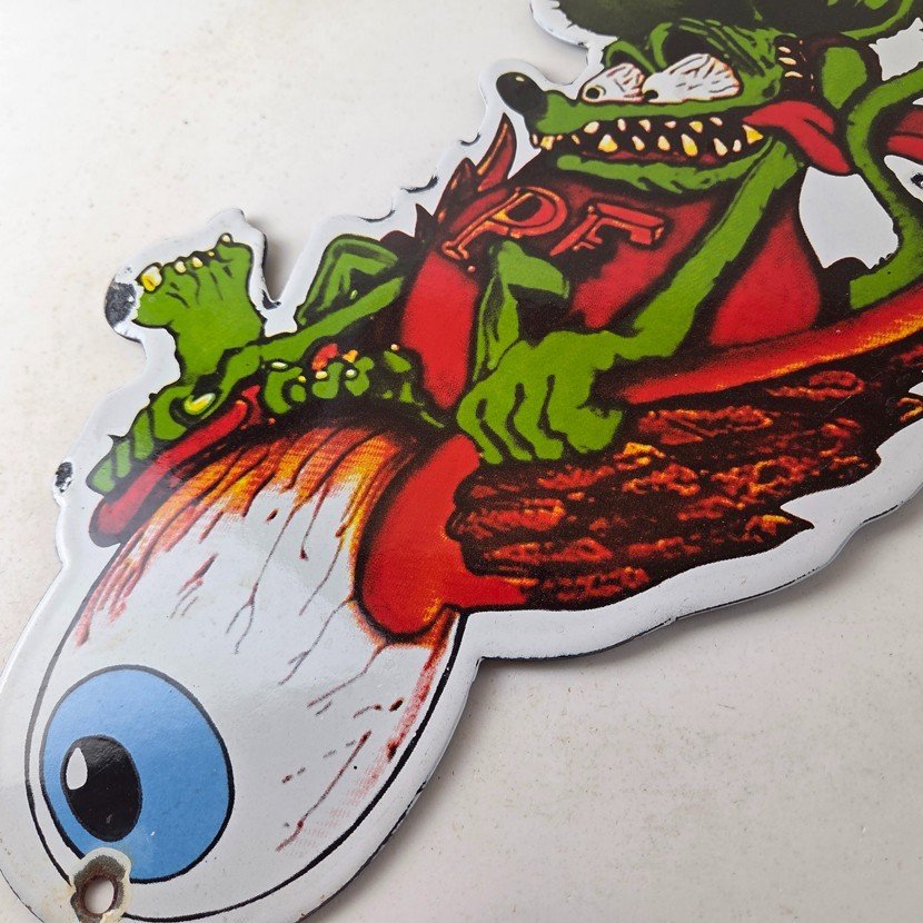 Vintage Rat Fink Porcelain Sign - Von Dutch Eyeball Gas Service Pump Sign - Image 4