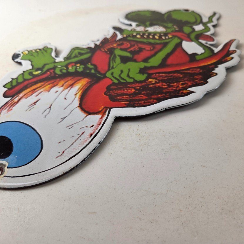 Vintage Rat Fink Porcelain Sign - Von Dutch Eyeball Gas Service Pump Sign - Image 10