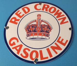 Vintage Red Crown Gasoline Sign Porcelain Service Station Gas Pump Sign 305898635536