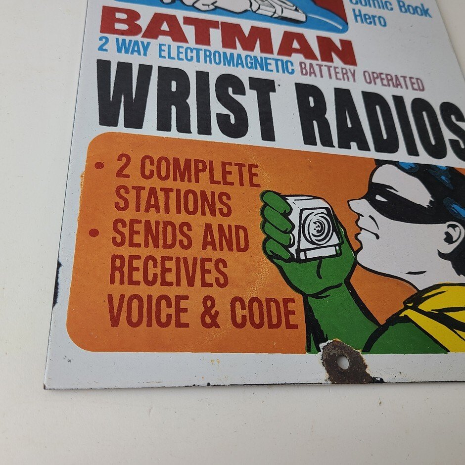 Vintage Remco Wrist Radios Porcelain Sign - Batman Gas Station Service Sign - Image 7