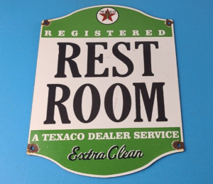 Vintage Rest Rooms Sign Texaco BathroomGas Pump Porcelain Sign 305867592806