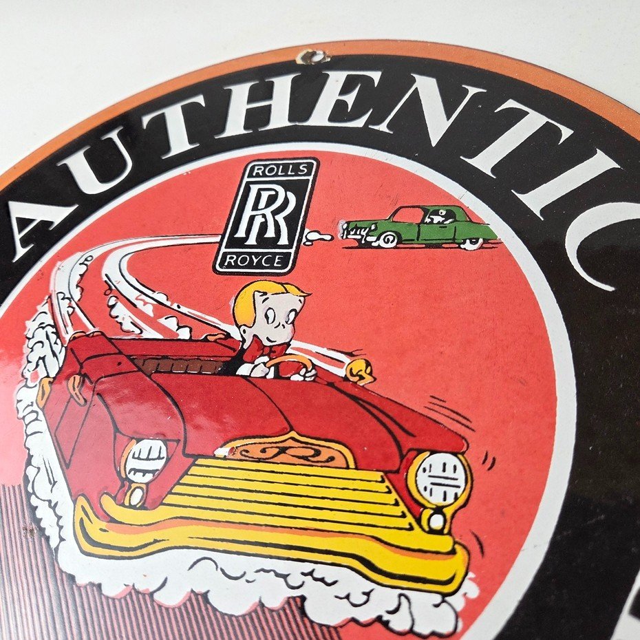 Vintage Rolls Royce Sign - Authentic Parts & Service Gas Pump Porcelain Sign - Image 12