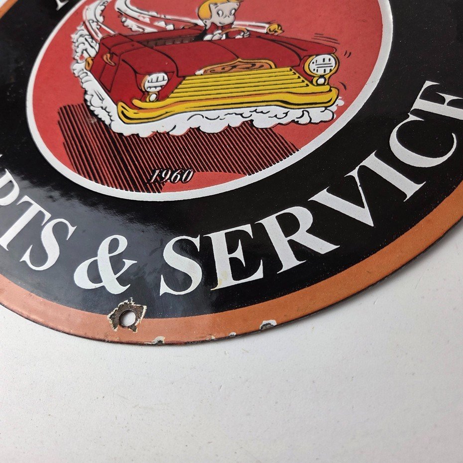 Vintage Rolls Royce Sign - Authentic Parts & Service Gas Pump Porcelain Sign - Image 14