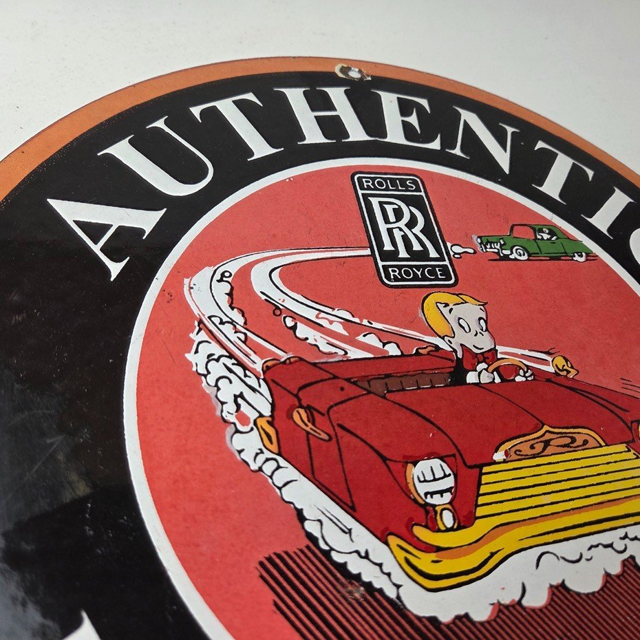 Vintage Rolls Royce Sign - Authentic Parts & Service Gas Pump Porcelain Sign - Image 5
