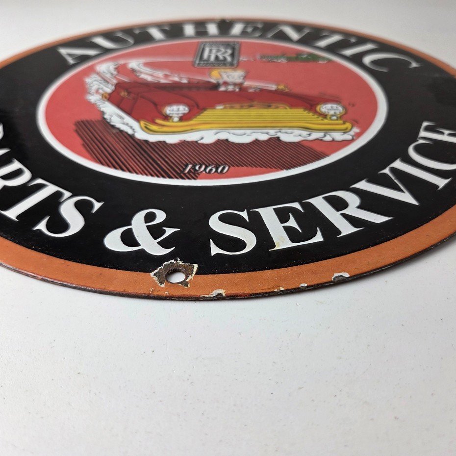 Vintage Rolls Royce Sign - Authentic Parts & Service Gas Pump Porcelain Sign - Image 10