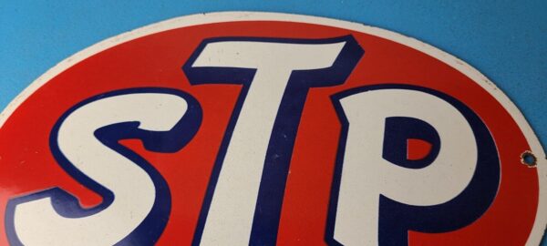 Vintage STP Porcelain Sign Gas Pump Automotive Sign 305767317706 2