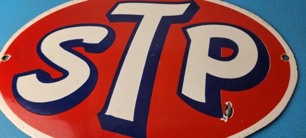 Vintage STP Porcelain Sign Gas Pump Automotive Sign 305767317706 3