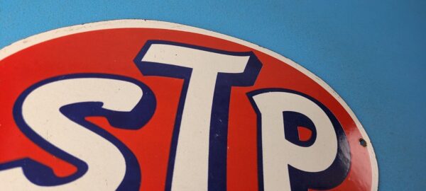 Vintage STP Porcelain Sign Gas Pump Automotive Sign 305767317706 4