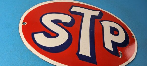 Vintage STP Porcelain Sign Gas Pump Automotive Sign 305767317706 5