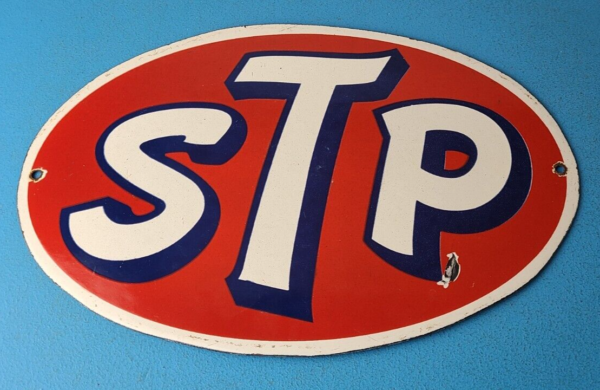 Vintage STP Porcelain Sign Gas Pump Automotive Sign 305767317706