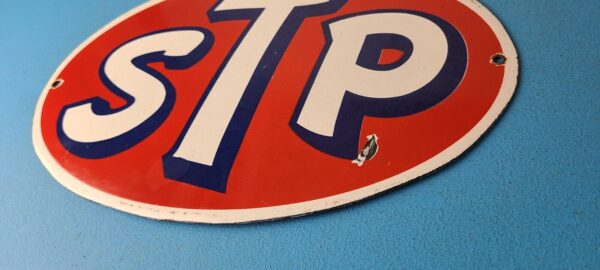 Vintage STP Porcelain Sign Gas Pump Automotive Sign 305767317706 9