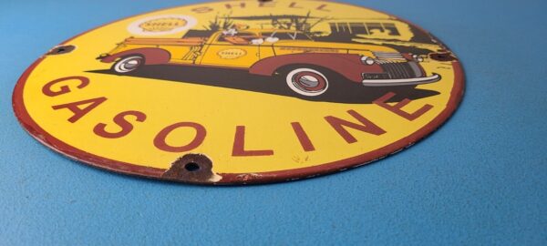 Vintage Shell Gasoline Sign Goofy Old Truck Gas Oil Pump Porcelain Sign 305774082616 10