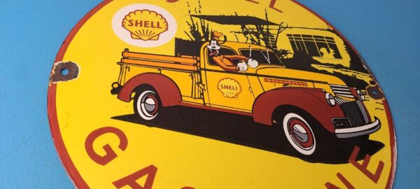 Vintage Shell Gasoline Sign Goofy Old Truck Gas Oil Pump Porcelain Sign 305774082616 5