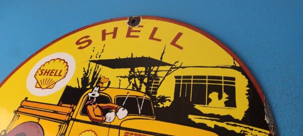 Vintage Shell Gasoline Sign Goofy Old Truck Gas Oil Pump Porcelain Sign 305774082616 7