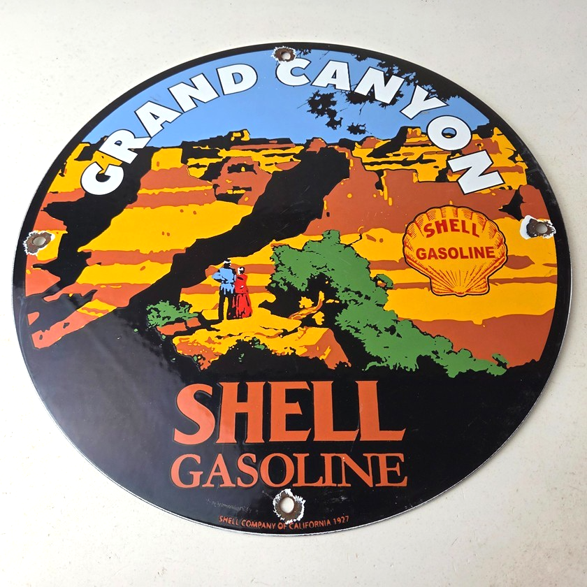 Vintage Shell Gasoline Sign - Grand Canyon Gas Oil Pump Plate Porcelain Sign - Image 15