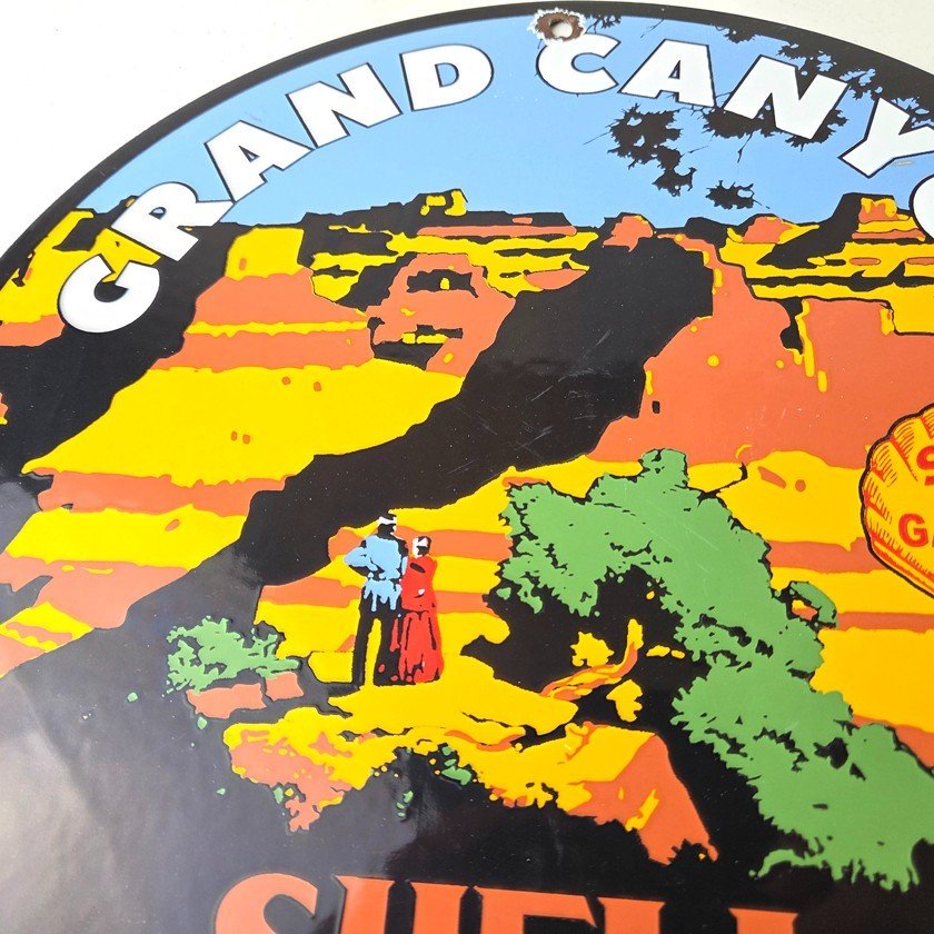 Vintage Shell Gasoline Sign - Grand Canyon Gas Oil Pump Plate Porcelain Sign - Image 3