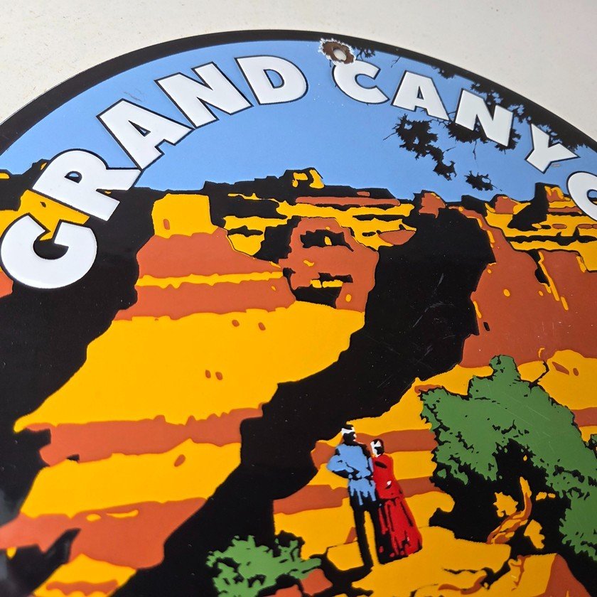 Vintage Shell Gasoline Sign - Grand Canyon Gas Oil Pump Plate Porcelain Sign - Image 5