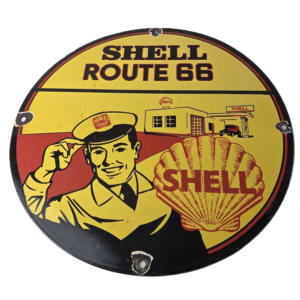 Vintage Shell Gasoline Sign - Route 66 Road Service Station Gas Porcelain Sign
