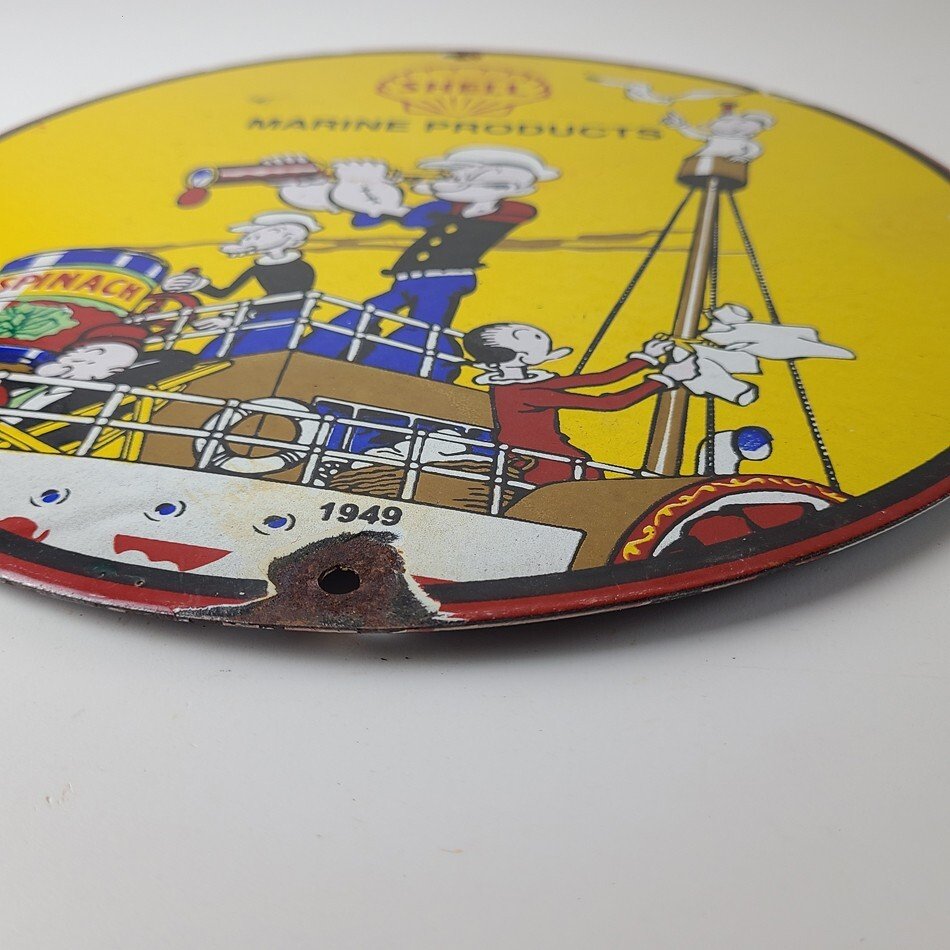 Vintage Shell Gasoline Sign - Use Coupon Code on Porcelain Popeye Gas Sign - Image 11